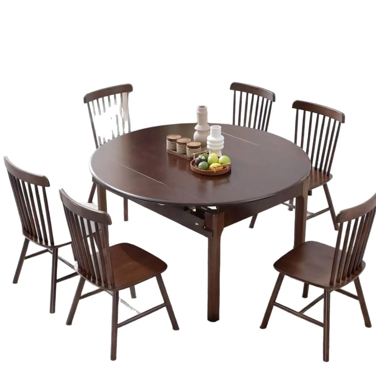 

Обеденный стол из цельного дерева, скандинавский современный простой телескопический складной стол для маленькой квартиры, домашний круглый стол, обеденный стол