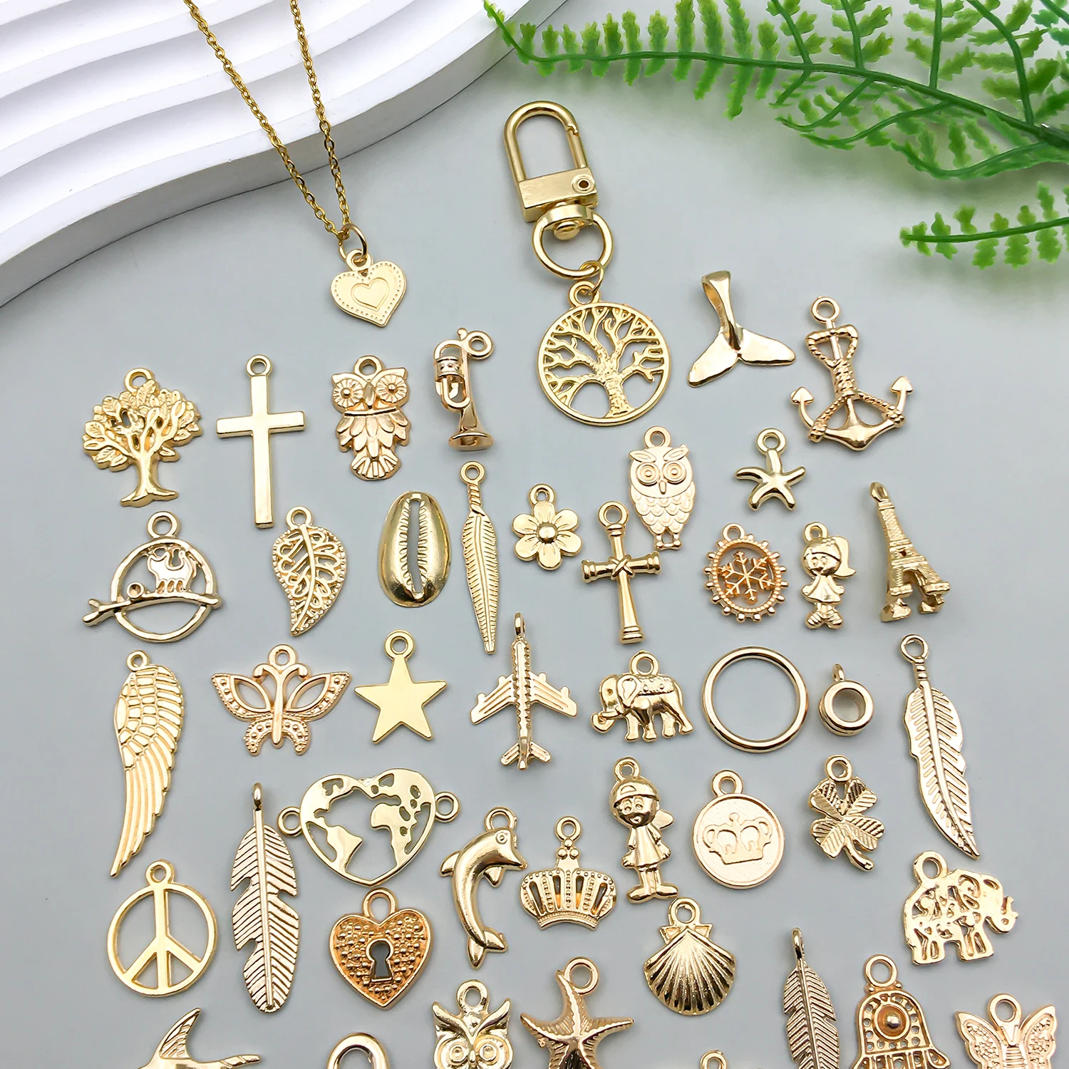 51pcs Alloy KC Golden Fixed Style Pendant Jewelry Making DIY Earrings Charms for Jewelry Bracelets Necklace