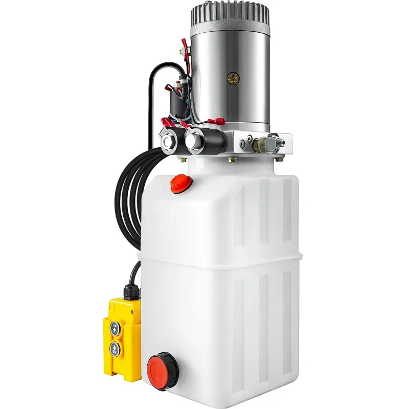 6 Quart Double Acting Hydraulic Pump Dump Trailer Unloading Repair Plastic 12V/24V Hydraulic Power Unit 6L