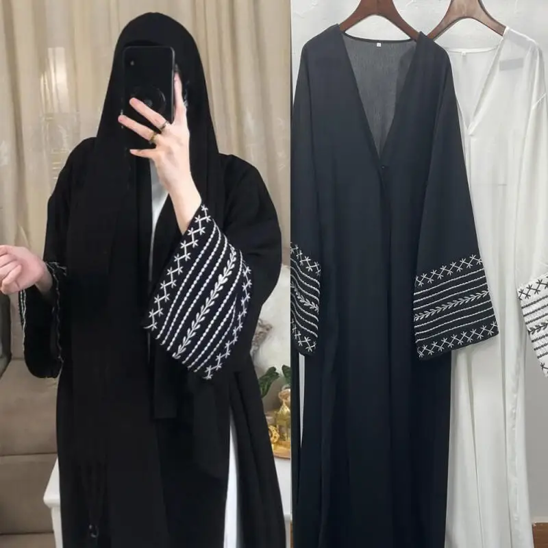 

Muslim Abaya for Women Ramadan Dress Eid Embroidery Robe Maxi Gown Ramadan Morocco Dubai Abayas Kaftan Vestidos Islam Cardigan