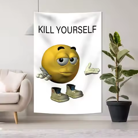 Funny smiley face fun cartoon tapestry home decoration banner bedroom and living room wall decoration