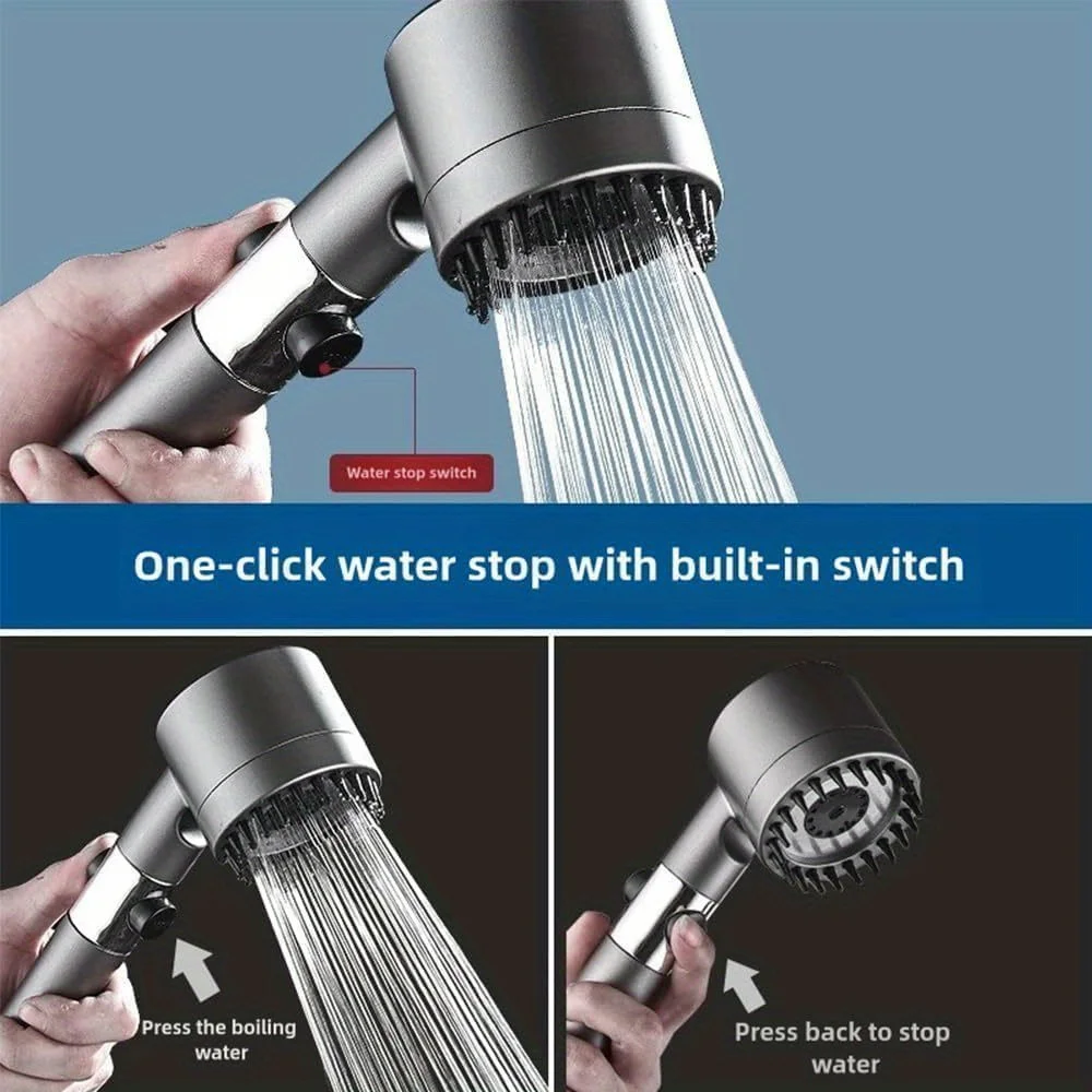 3 Colors Black/Gray/Black Purple Medium Shower Built-in Filter 3 Modes One Key Stop 62in Braided Hose Shower Bracket Shower Only view 4