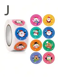 Leeseph Roll of 500pcs Christmas Gift Round Seal Sticker Christmas and Halloween Decoration Labels Round Stickers for Envelopes