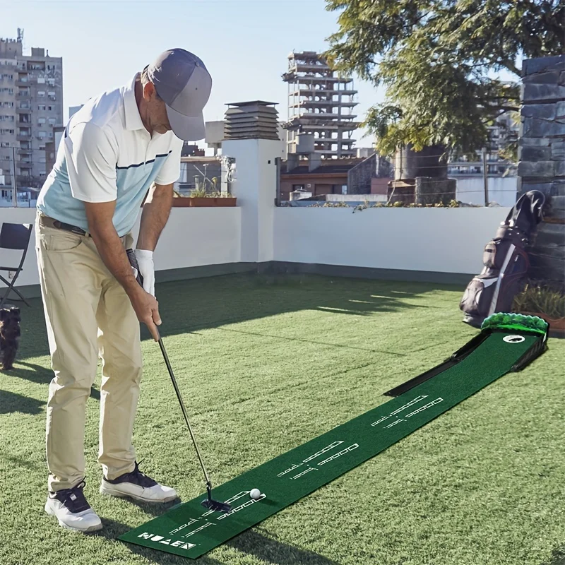 play golf- Indoor Putting Mat with Auto-Ball Return & Ball Collector - Putter Alignment Guides at 3, 5 & 7 Feet-outdoor