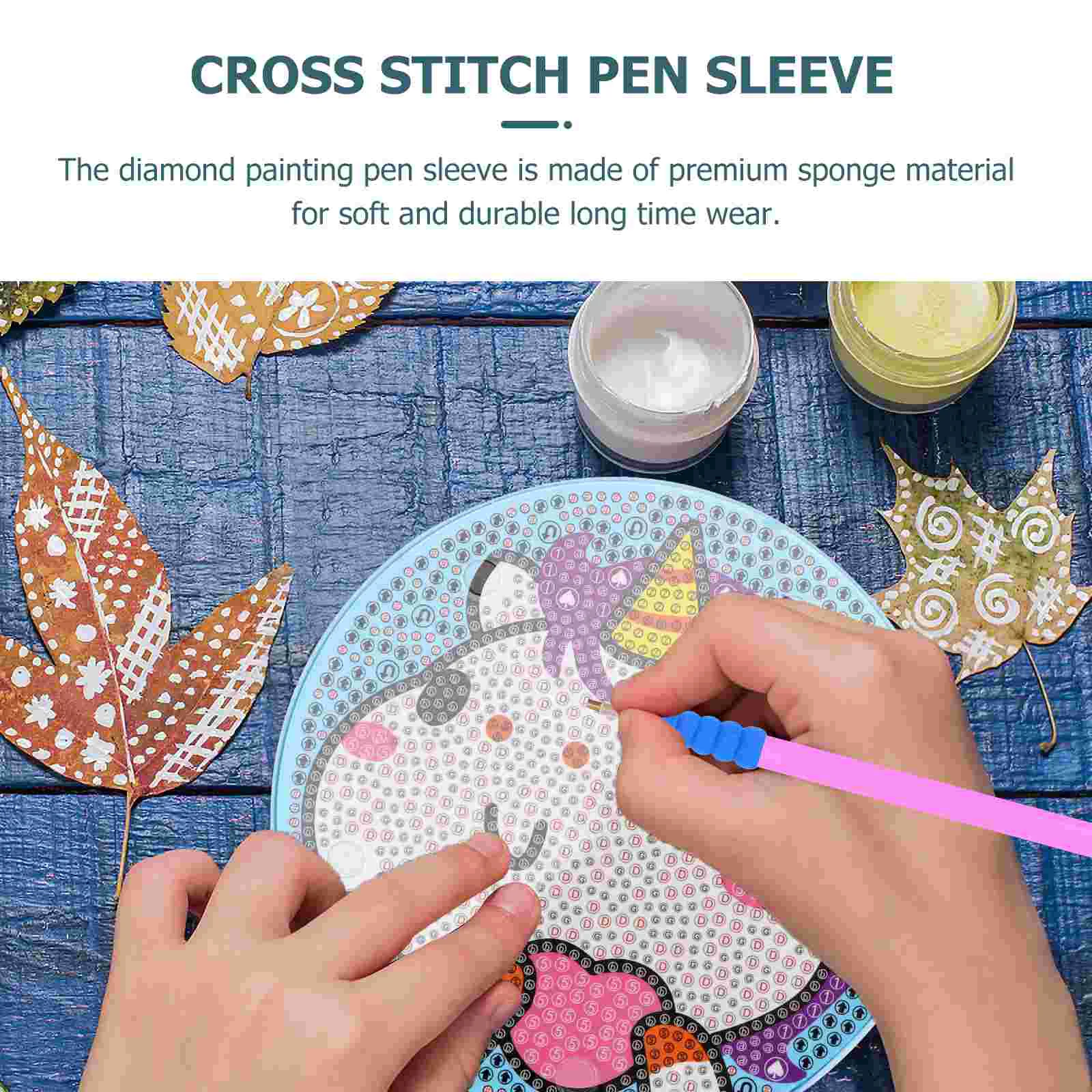 30 قطعة من حافظة أقلام الحفر وأكمام مطرزة بغرز متقاطعة وأكمام إسفنجية #5