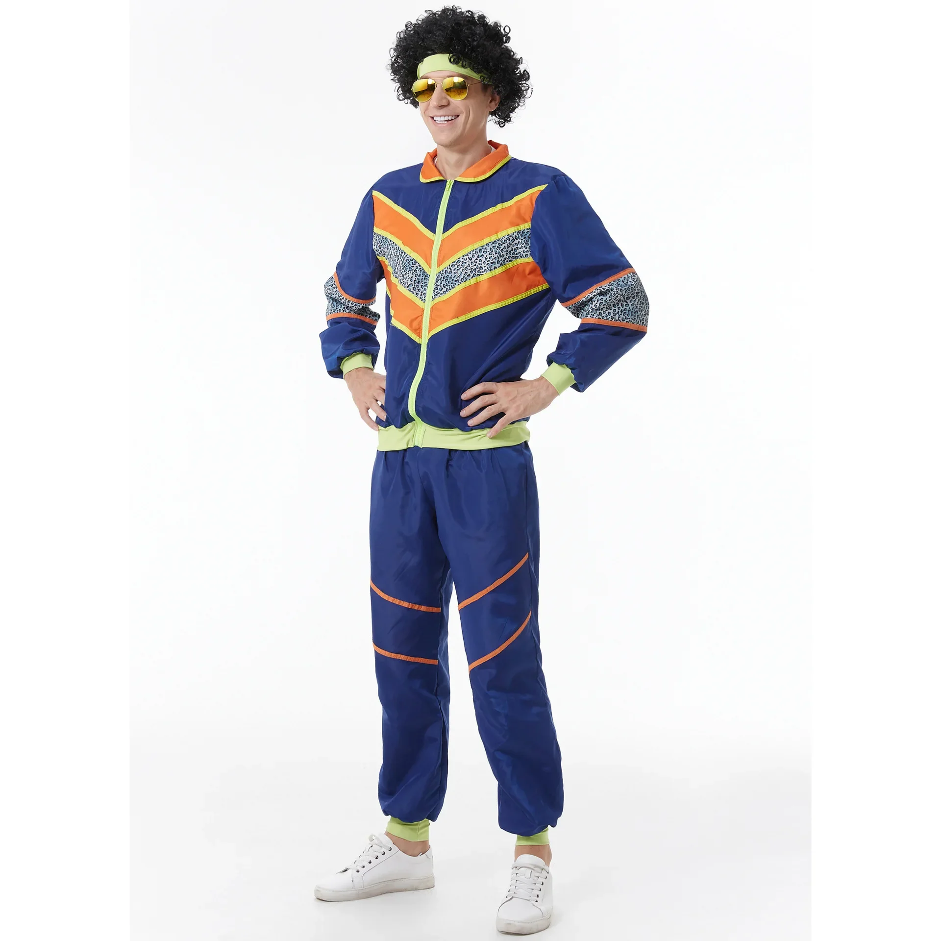Women Ladies Men 80s Height Of Fashion Tracksuit 1980s Party Retro Disco Neon Costume