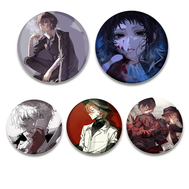 Hot Japanese Anime Dazai Osamu Nakajima Atsushi Edogawa Rampo Cartoon Character Cute Brooch Badge Fans Collect Friends Gift