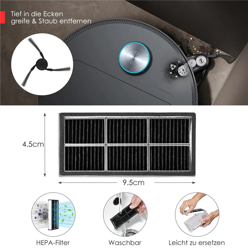 

ABHB-2 Set For Dreame X40 Ultra Robot Vacuum Cleaner Main Side Brush Hepa Filter Mop Cloth Dust Bags Accessories