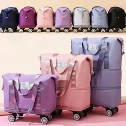 Expandable Foldable Duffel Bag Suitcase Zipper Closure Wear Resistant Versatile Waterproof Luggage Bags With Removable Wheels