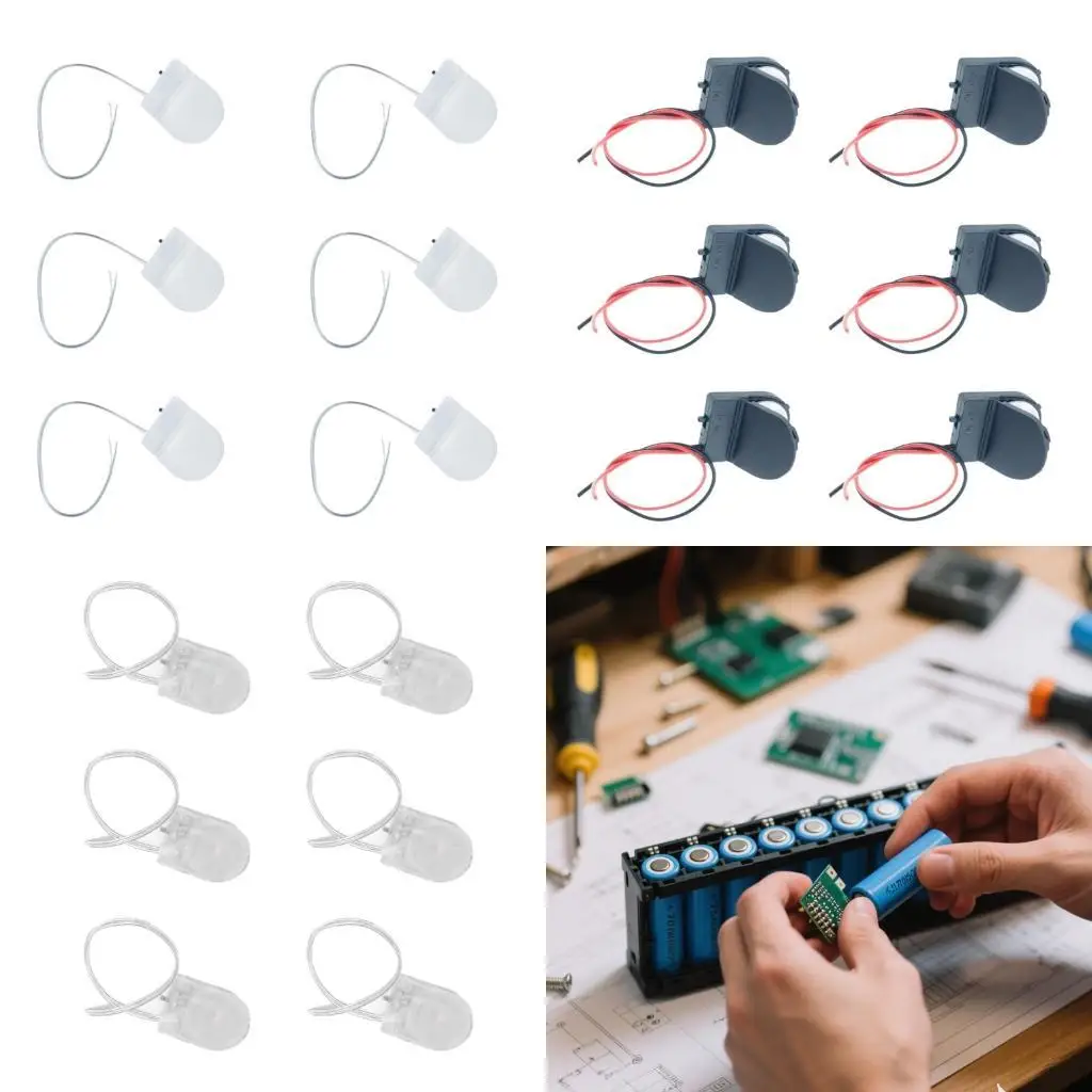 

652F 6PCS CR2032 Coin Cell Holder Plastic Housing Box Power Button Equipped For Small Electronic Devices