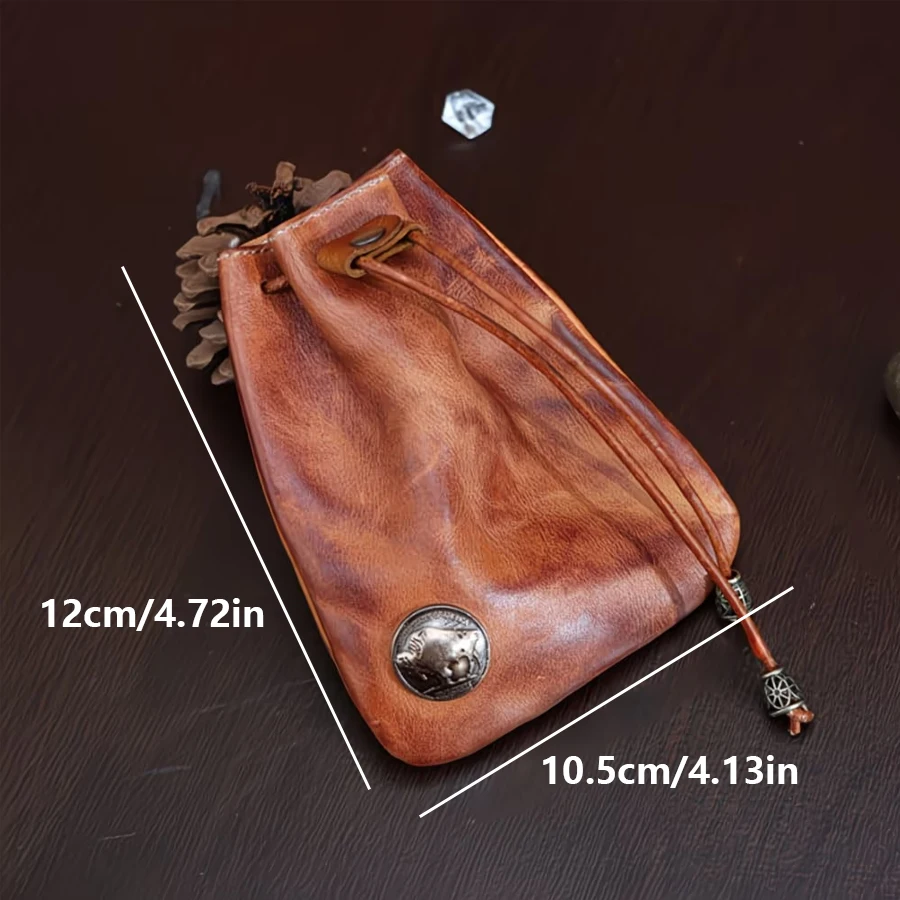 Leather Coin Pouch, Leather Drawstring Pouch, Coin Bag, Leather Bag, Change Holder, Valentine's Day Gift for Men and Women, Money Clip, Coin Pouch for Men