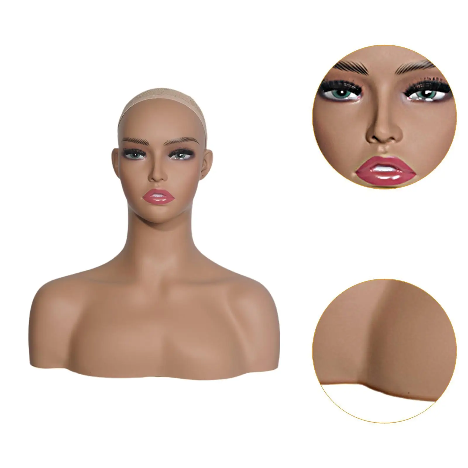 หัวนางแบบหญิงพร้อมขาตั้งวิกผมไหล่สำหรับต่างหูผ้าพันคอ