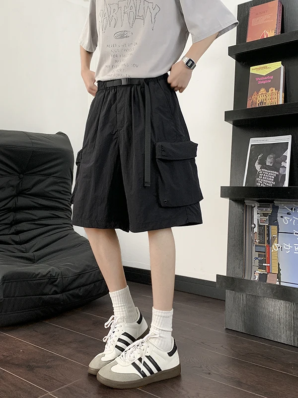 

Мужские летние повседневные брюки-карго свободного кроя с широкими штанинами, модные, брендовые, больших размеров