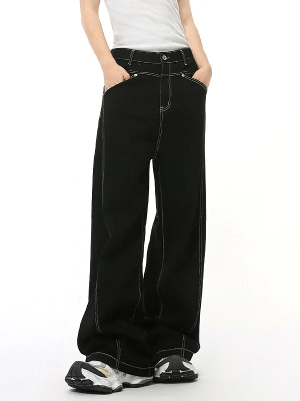 

Джинсы свободного кроя в американском ретро-стиле, прямые, широкие, удлиненные, повседневные, для мужчин и женщин