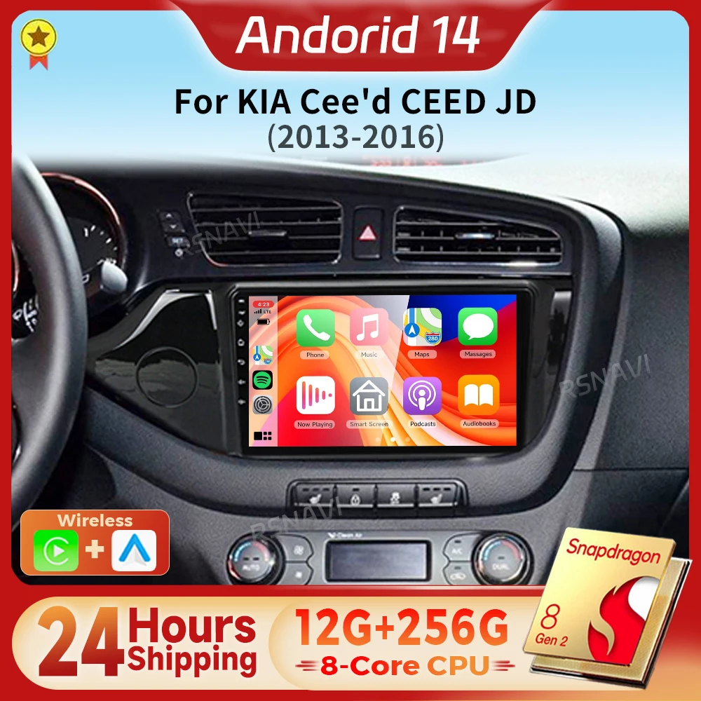 

Android 14 Carplay Auto WIFI Car Radio Multimedia Player For KIA Cee'd CEED JD 2013-2016 DSP Autoradio Stereo 24-hour shipping