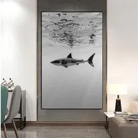 Modern Whale Shark Canvas Painting Black and White Animal Posters and Prints Wall Picture for Living Room Home Decor No Frame