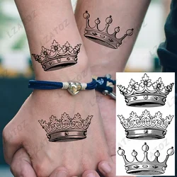 Black Crown Art Temporary Tattoos For Woman Man Compass Sun Moon Dragon Fake Tattoo Sticker Hand Water Transferable Tatoos