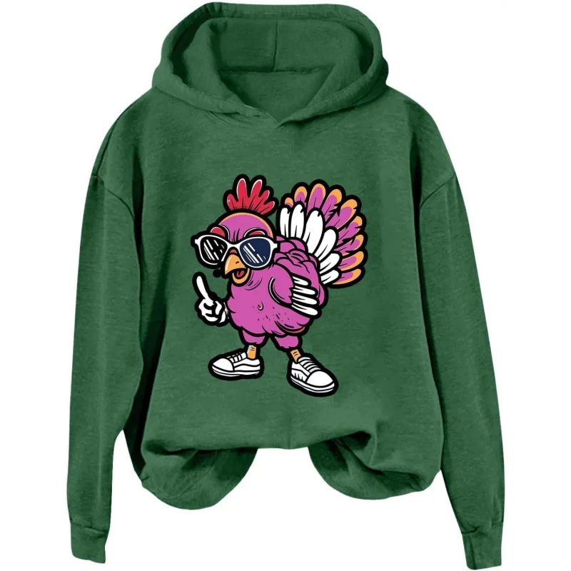 Thanksgiving Sunglasses Chicken Print Hoodie