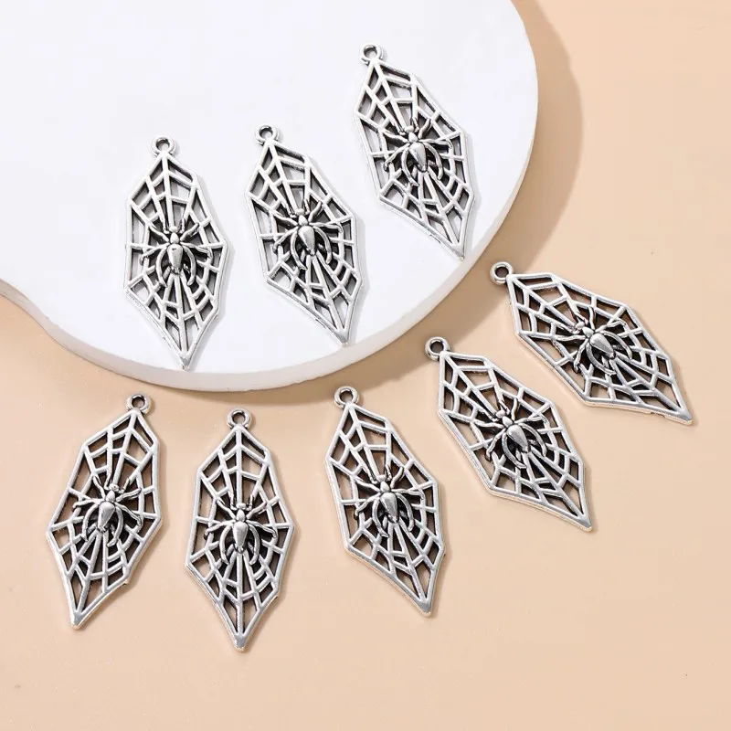 20pcs New Spider Web Alloy Charms Halloween Scary and Funny Style Pendants For Making DIY Handmade Findings Accessories Necklace