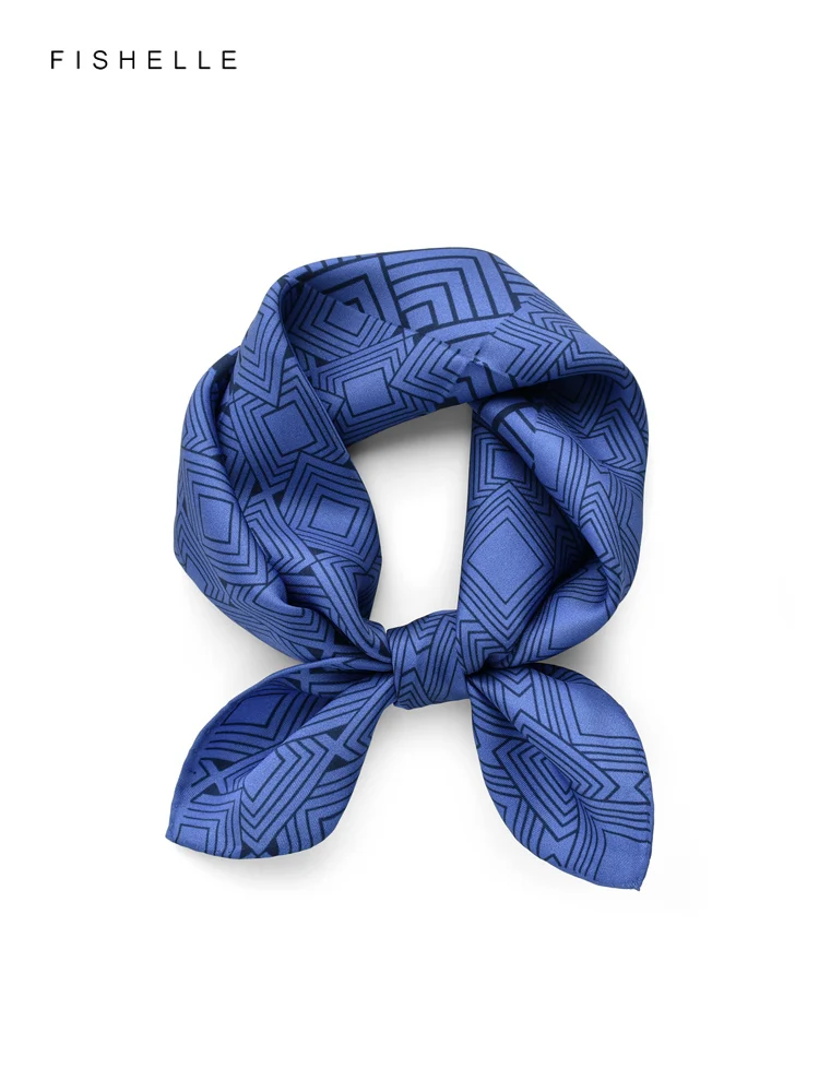 Foulard en soie naturelle pour femmes, classique chinois, bleu, blanc, porcelaine, sergé, printemps, automne, petite écharpe carrée