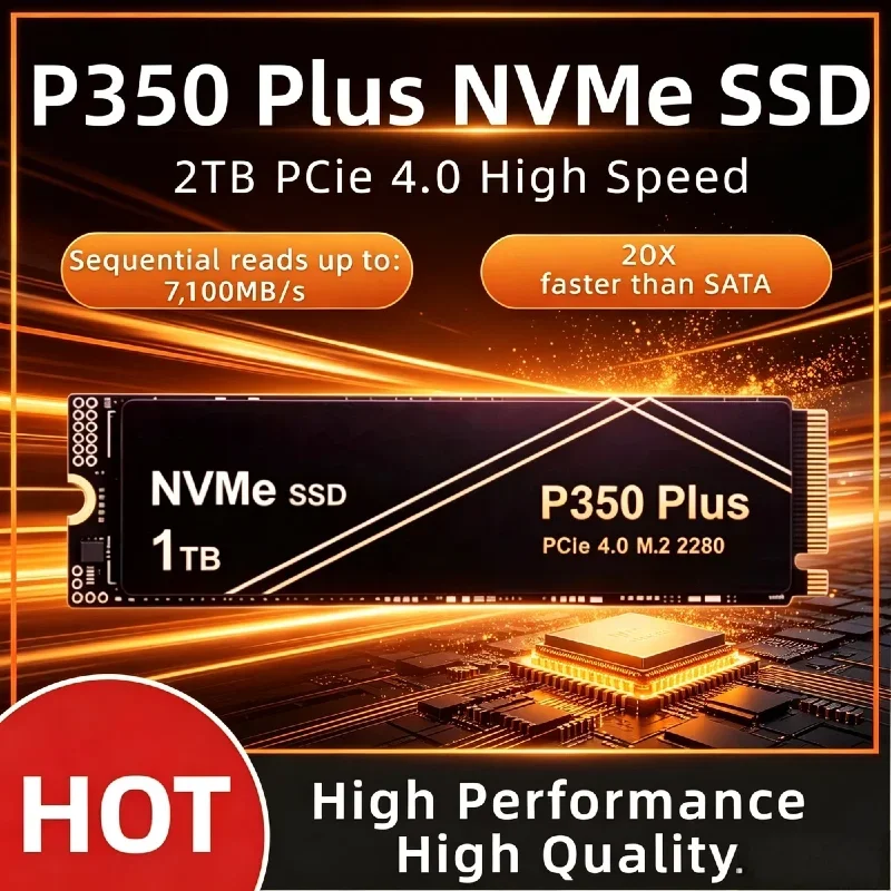 High‑Speed P350 PLUS Portable NVMe SSD 1TB 2TB 4TB PCIe Gen External Solid State Drive For Gaming PC Laptop PS5 Game Storage