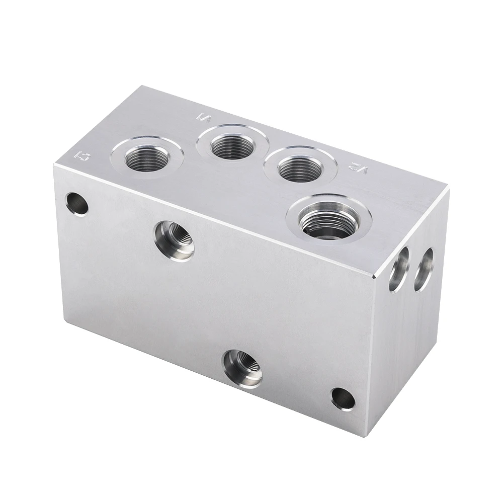 Custom Port Configuration of Numerical Control Aluminum Valve Block for Tractor