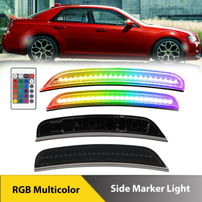 

4Pcs LED RGB Front Rear Bumper Side Marker Lights For Chrysler 300 2015-2023 Turn Singal Reflectors Lamps Car Accessories