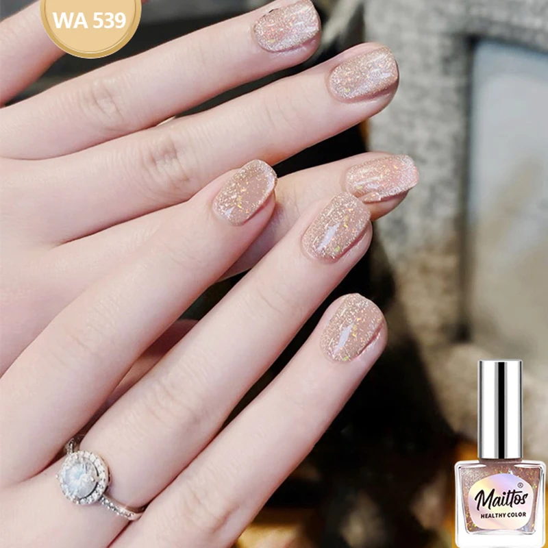 WA539 Brown 12ml No-bake Cat's Eye Water-based Nail Polish, Odorless, With Magnet, It Dries Quickly No Need UV Lamp, Easy Tear