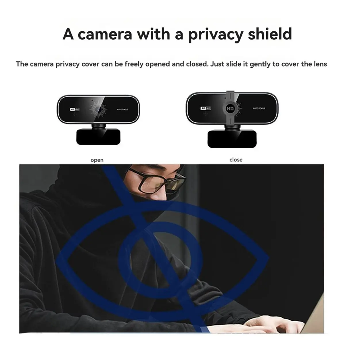 

Веб-камера Homegood 4K с пультом дистанционного управления и защитной шторкой, Plug & Play для ПК, ноутбуков и настольных компьютеров, для видеозвонков