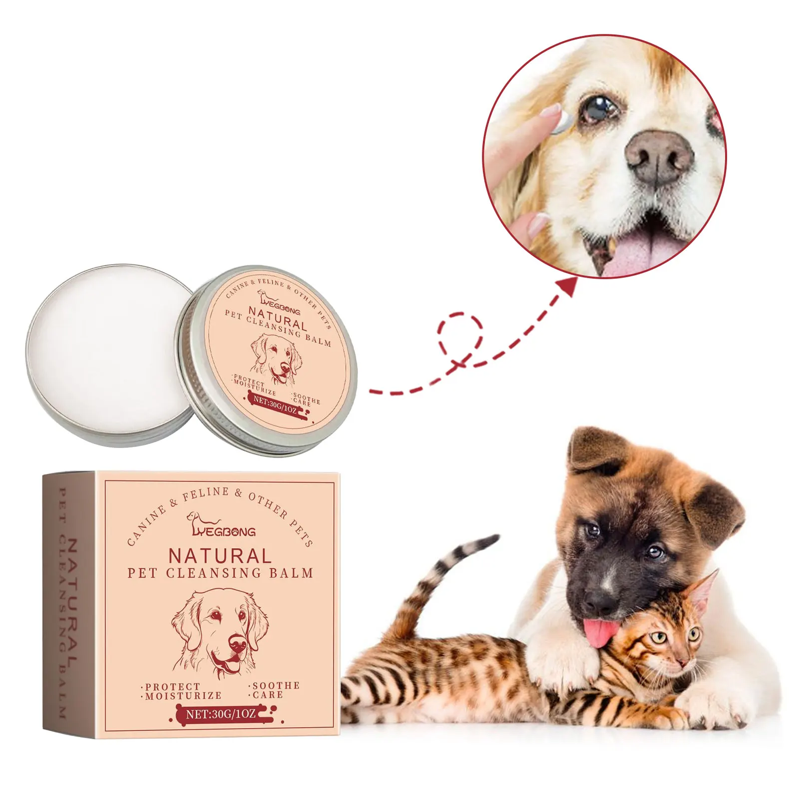 

30g Pet Eye Cleaner Cream Natural Tear Stain Remover Gentle Eye Stain Cleaning Repel Dry Staining Dog Cat Tear Cleaner Ointment