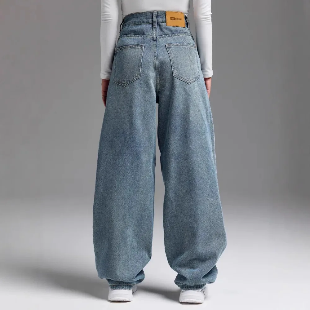2026 Vintage Causal Denim Pants for Women Autumn High Waist Cotton Jeans Fashion Trousers Female Solid Long Pants Streetwear