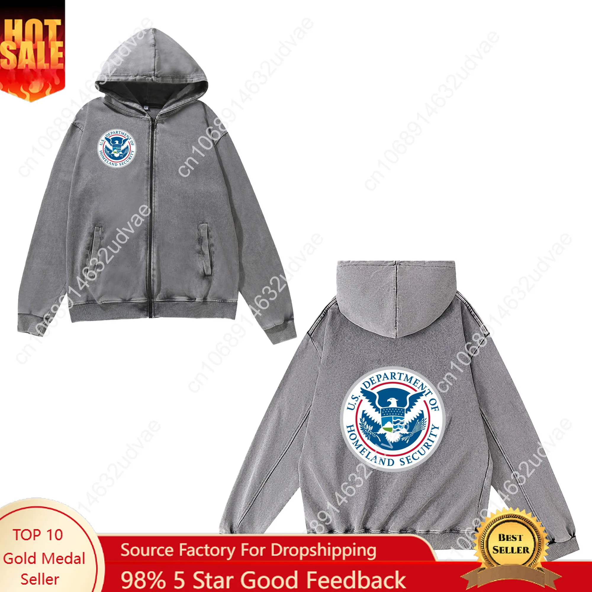 

Homeland Security Investigations Zipper Sweatshirt Man Woman Teenager Retro Hoodies Sweat Shirt with Pocket Full Zip Jacket Tops