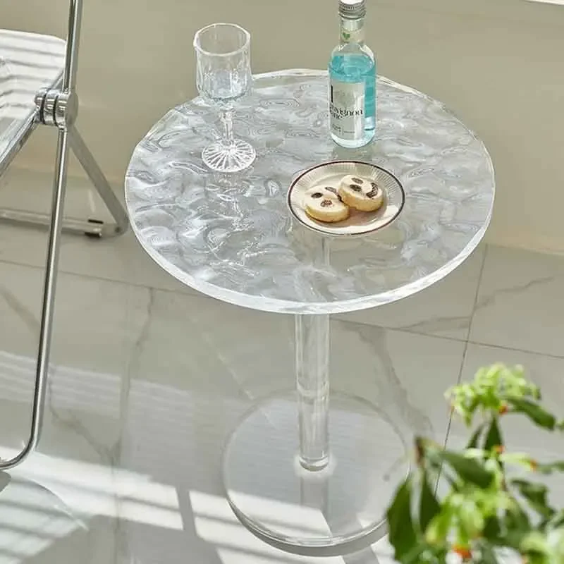 Transparent Acrylic Coffee Table,Creative Water Wave Pattern Tea Table,Living Room Sofa Side Table,Storage Desk,Nordic Furniture