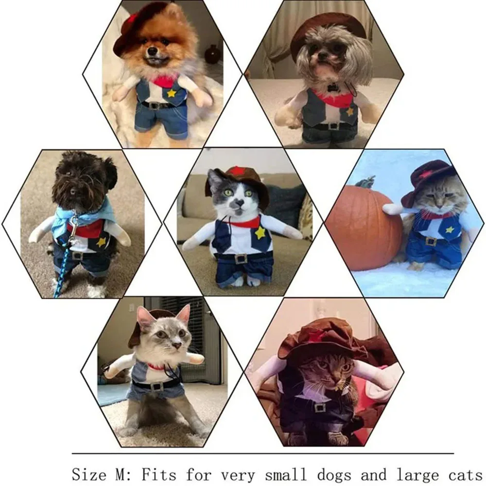 Funny Pet Dog Cat Halloween Costume Dog Cowboy Clothes Pet Dog Costumes for Small Dogs Cosplay Cat Party Accessories