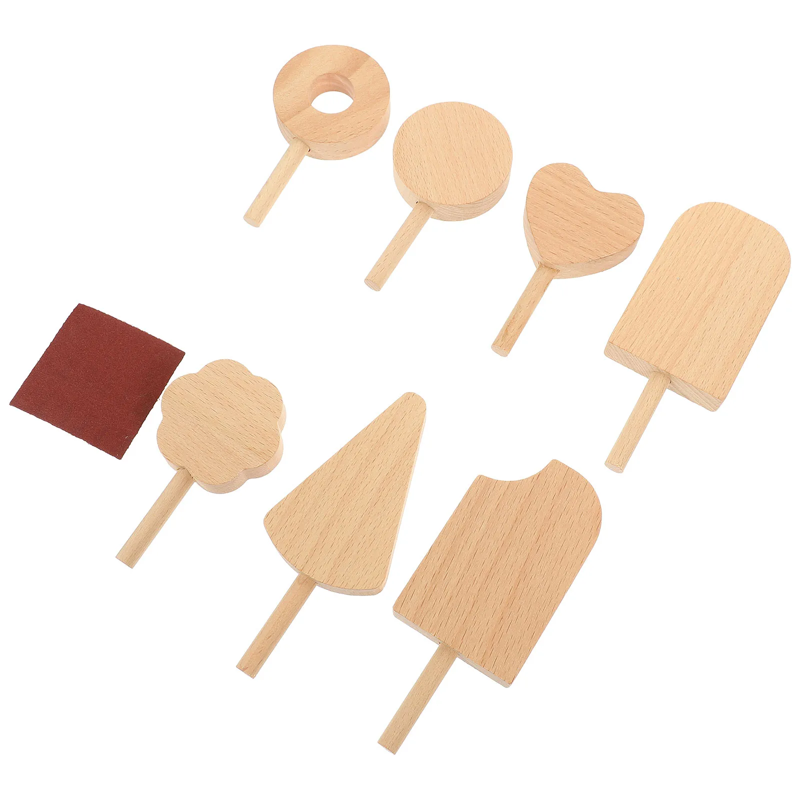 

7 Pcs Ice Cream Crafts Cream Molds Realistic Shape Decorative Dessert Display Unfinished Wood Kids Toys Photo Prop