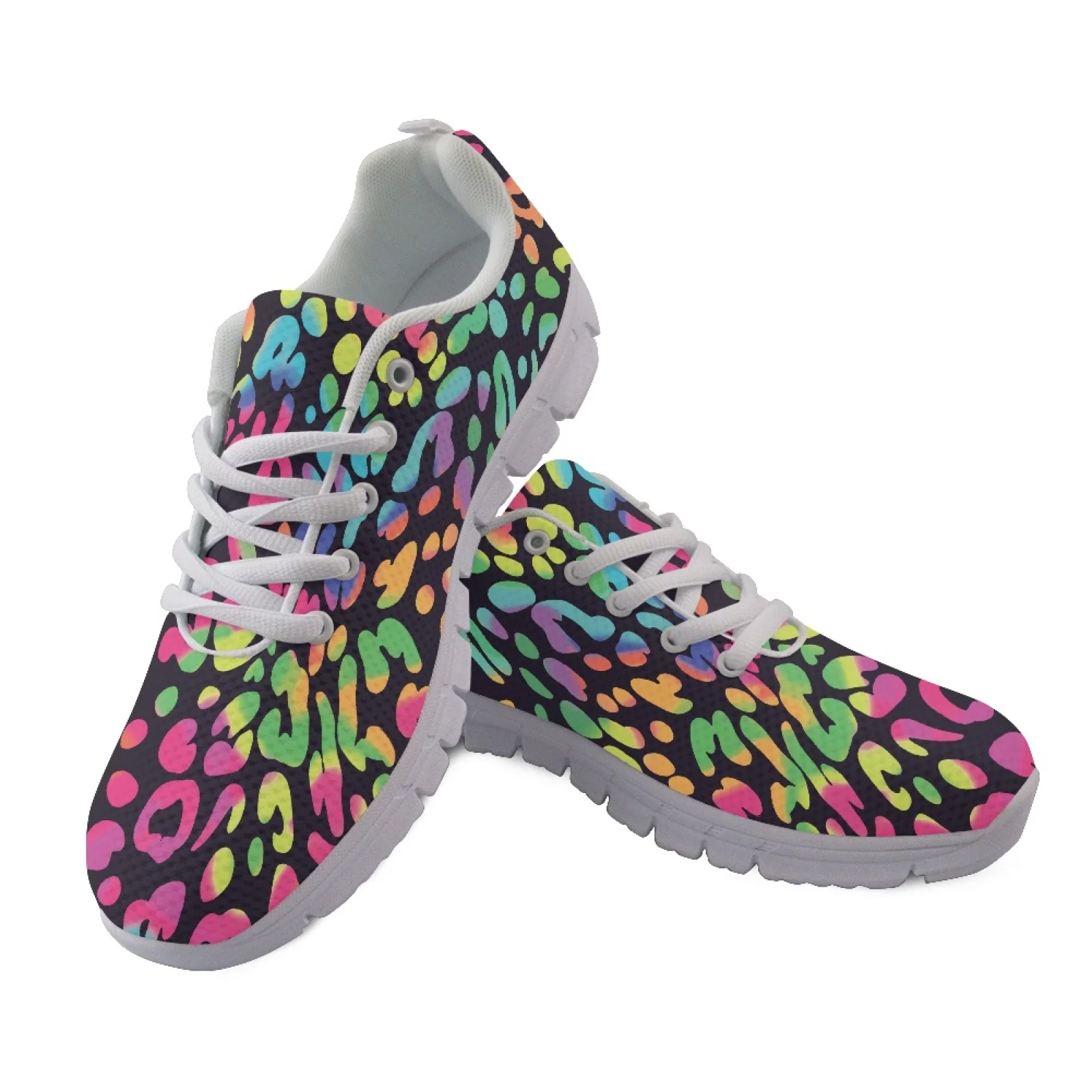 Coloranimal Leopard Art Running Sneakers Mesh & EVA Sole Athletic Trainers Cushion Running Shoes for Men