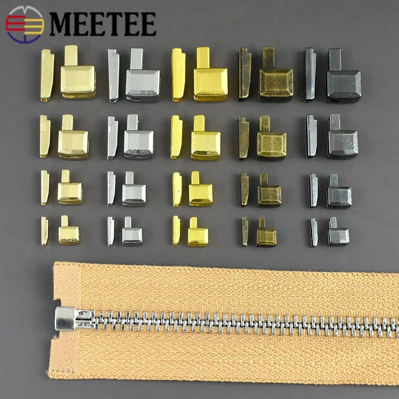 20/50Sets 3#5#8#10# Non-Slip Stopper Metal Zipper Closure Head Zip End Lock Clothes Zippers Bottom Socket Repair Kit Accessories