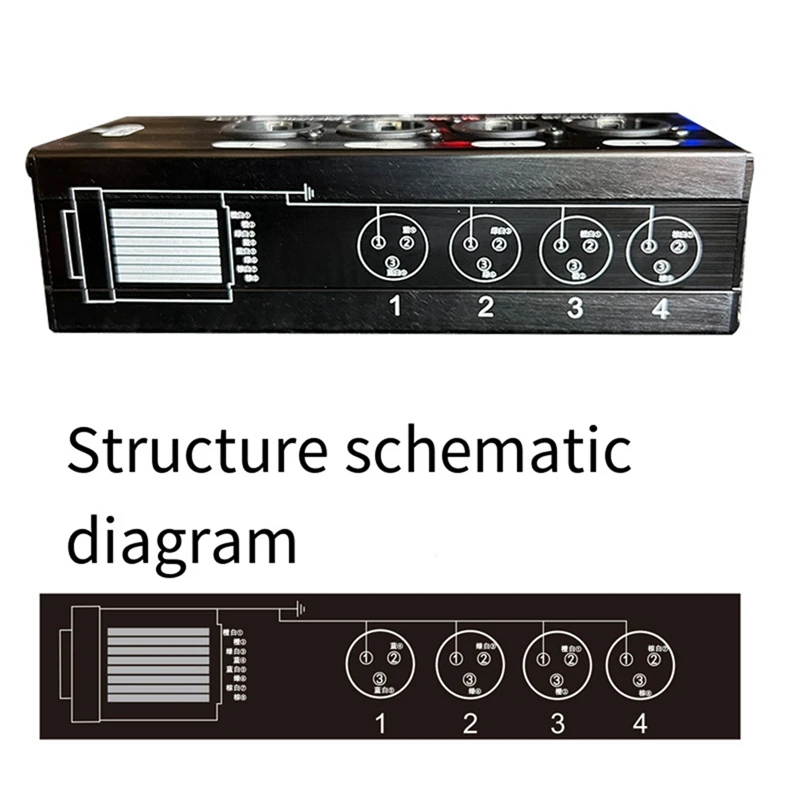 2Pair 4-Channel 3-Pin XLR Audio And DMX Over Network Cable Extender Black Aluminum Alloy