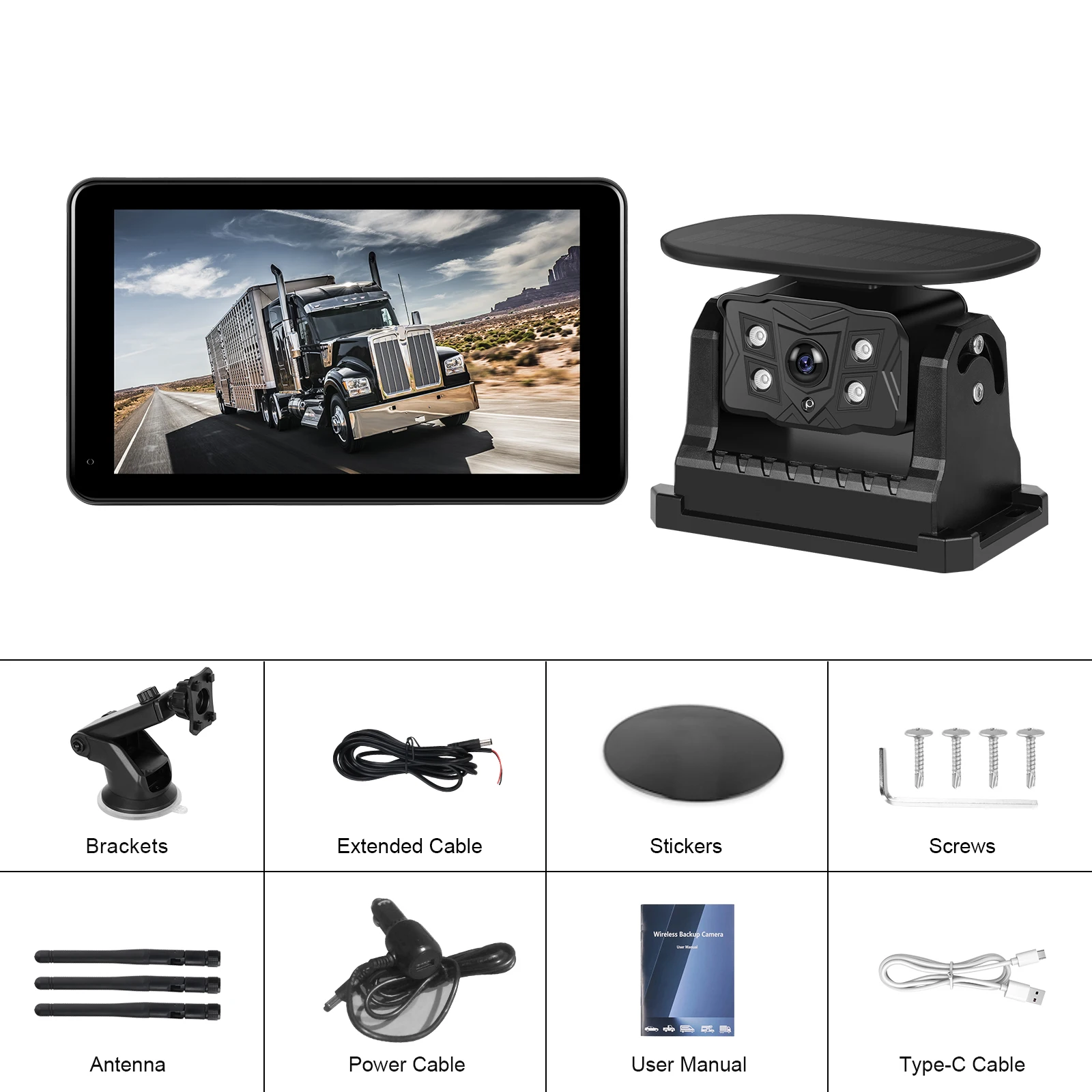 Leekooluu 7 "Ips Hd Display Auto Monitor Draadloze Zonne-Omkeercamera Groothoek Ip68 Waterdichte Lus Opname Bsd-Functie