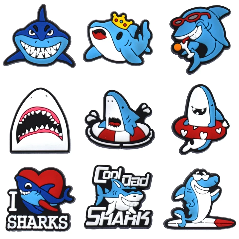 Blue Shark Shoe Charms for Crocs Accessories Sandals Kids Clogs Pins Boy Girls Badges Men Jeans Women Decorations Buckle Shoes