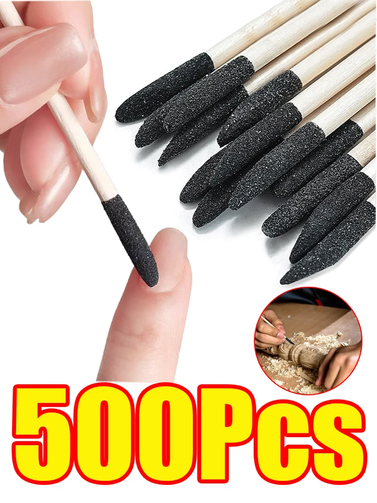 AliExpress NONE 1-500Pcs Beveled Sanding Sticks Matchsticks Sanding Twigs Nail Grinding Wooden Gravel Stick for Tight Spaces Plastic Models Wood
