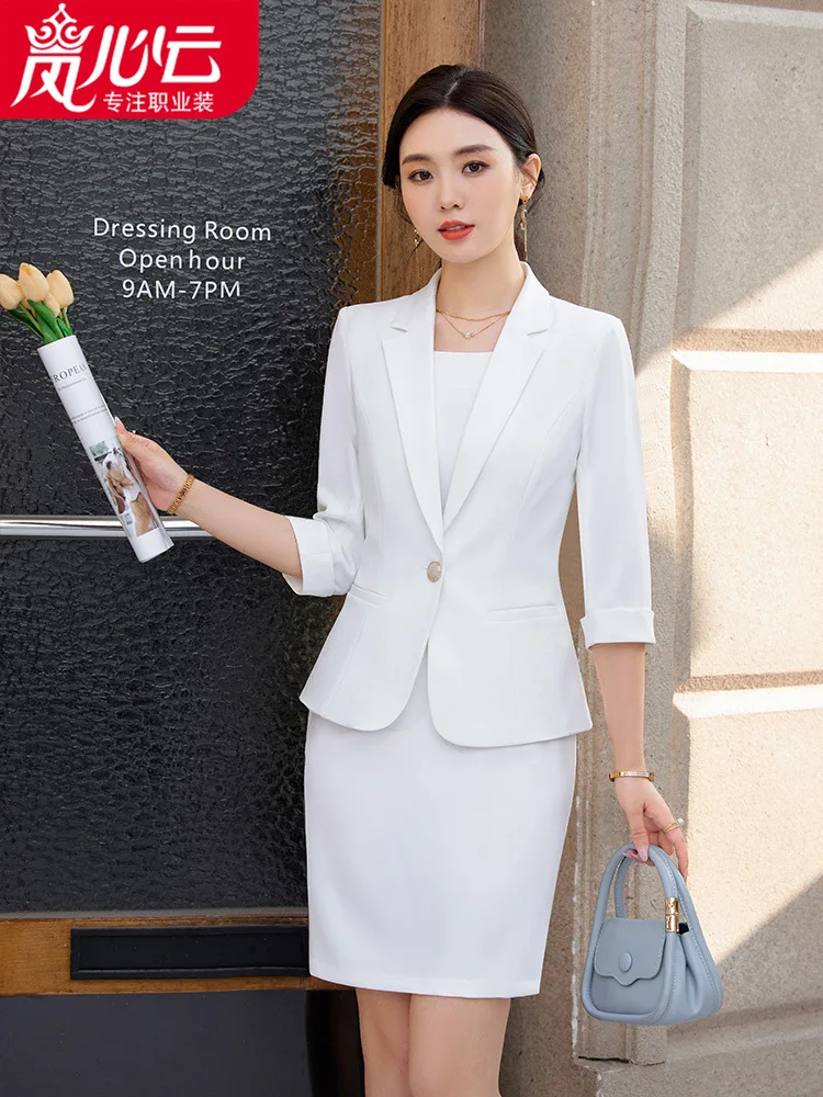 2024Lan Xinyun Stewardess Business Wear Business Suit Temperament Suit SkirtolWork Clothes Goddess Fan High End8653