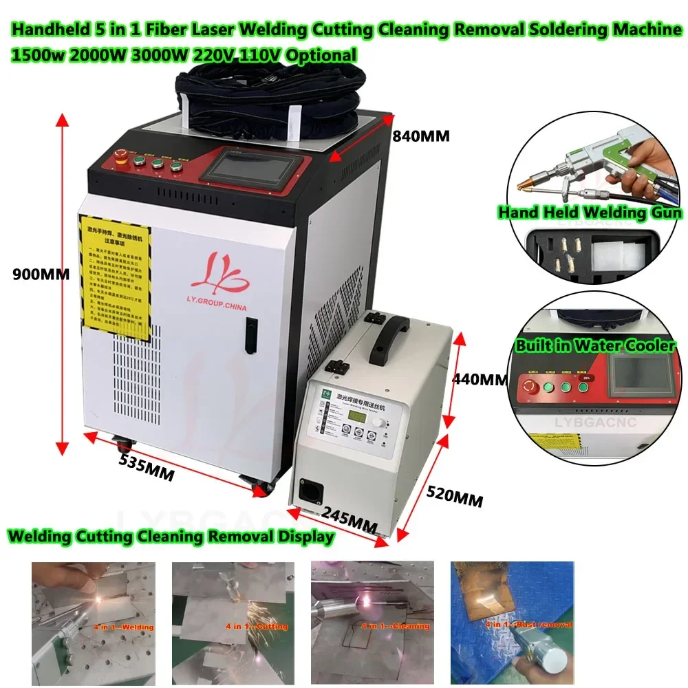 Machine à souder au laser pour l'élimination de la rouille, livres de découpe, soudeuse par points pour batterie en acier métallique, 5 en 1, BWT, Raycus, 3KW, 2KW, 1KW