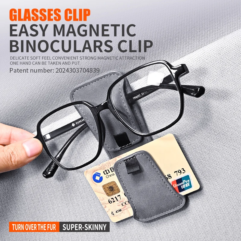 

Car multi function flip fur magnetic double glasses clip Car glasses clip visor double sunglasses clip storage car accessories