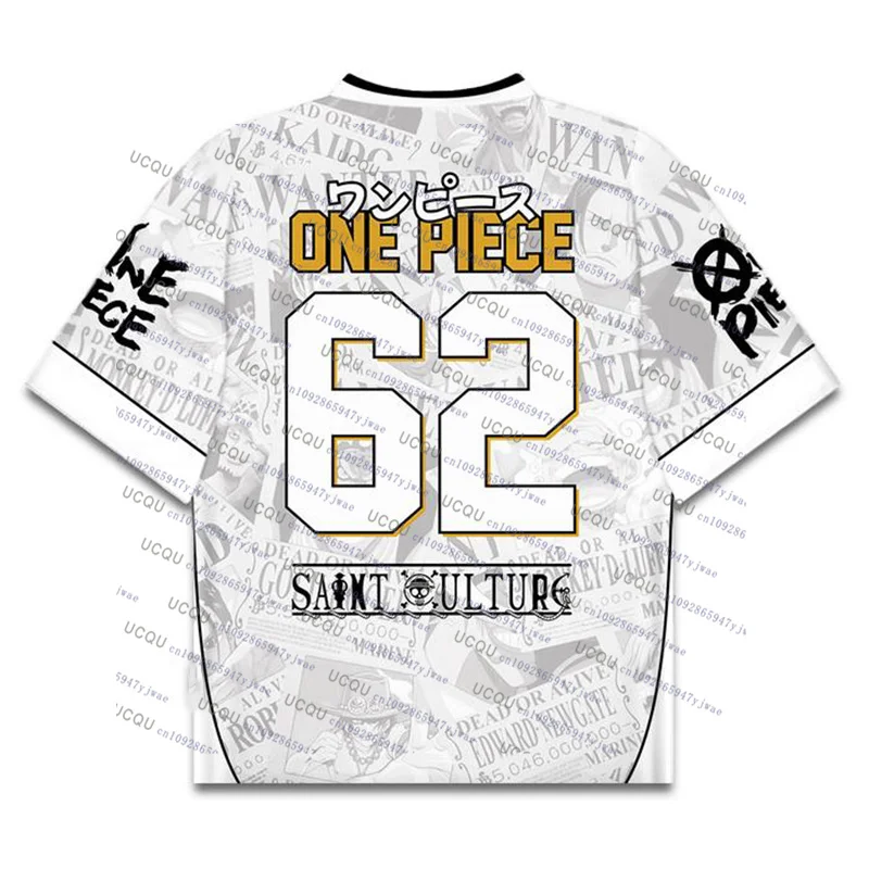 2025 One Piece Luffy Anime camiseta de fútbol Vintage verano mujeres hombres chico de gran tamaño transpirable Jersey deporte Bandai Cosplay camiseta