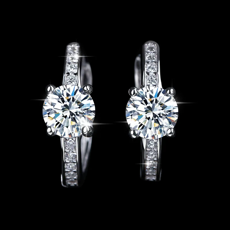 VintageS925Sterling Silver Plating18KGold Earrings Personalized Design Trendy Moissanite Inlaid Versatile Earrings Custom Wholes