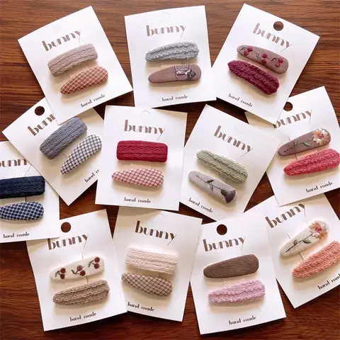 Nieuwe Baby Meisjes Haarspeldjes Kinderen Herfst Borduren Bloem Haarspeld Ovaal Gebreide Stof Bedekt Koreaanse Kinderen Mooie Wollen Hoofddeksels