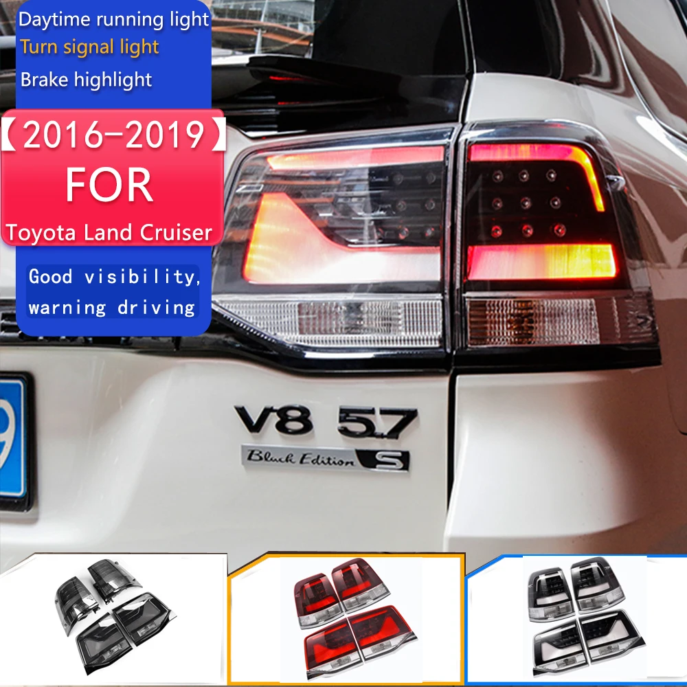 

Стайлинг автомобиля для Toyota Land Cruiser задние фонари 2016-2019 LC200 светодиодный задний фонарь DRL сигнальный тормоз задний ход автоаксессуары