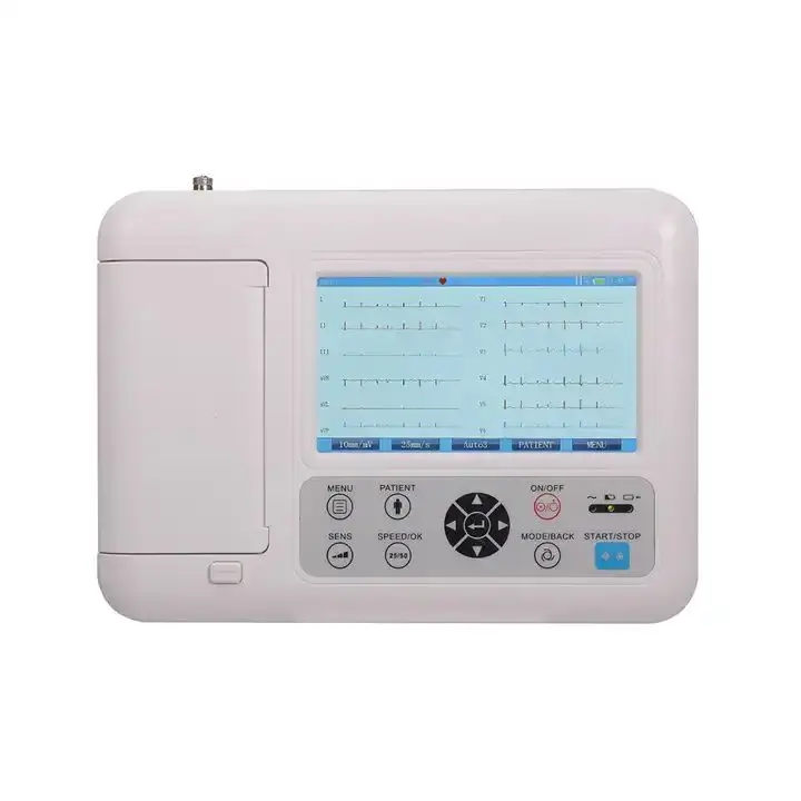 System 3 Channel Electrocardiograph 7 inch color Portable  Machine