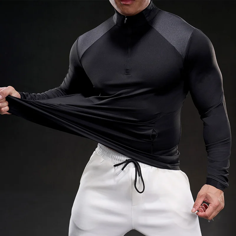 

Мужская спортивная футболка с длинным рукавом для активного отдыха, дышащая, быстросохнущая, облегающая, эластичная, для бега, весна-лето